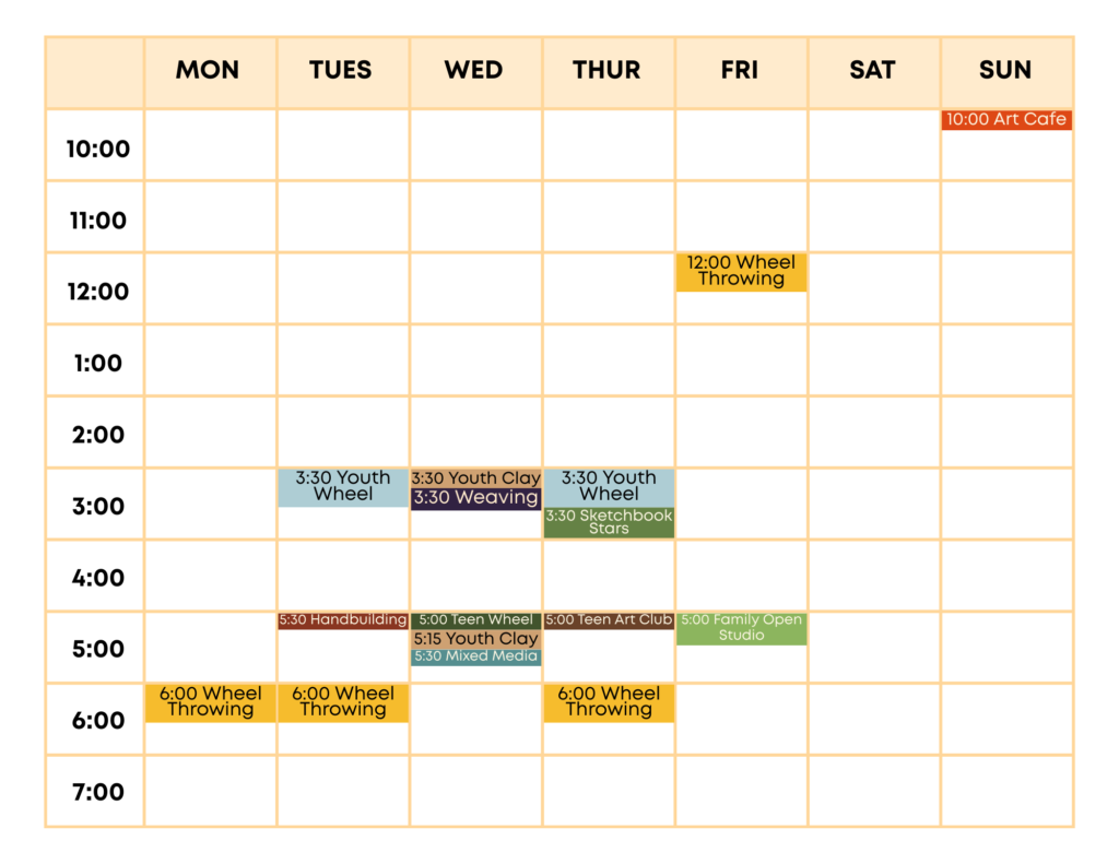 Winter 2026 week calendar view