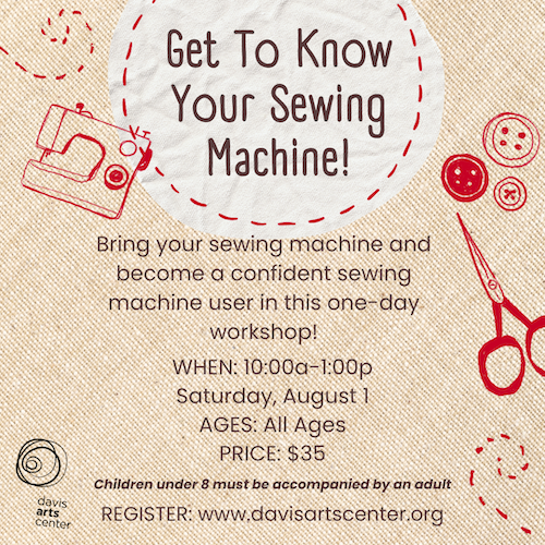 One-day sewing workshop helping participants learn basic sewing machine operation and confidence.