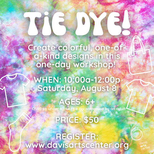 Tie-dye workshop where participants create colorful fabric designs in a one-day art class.