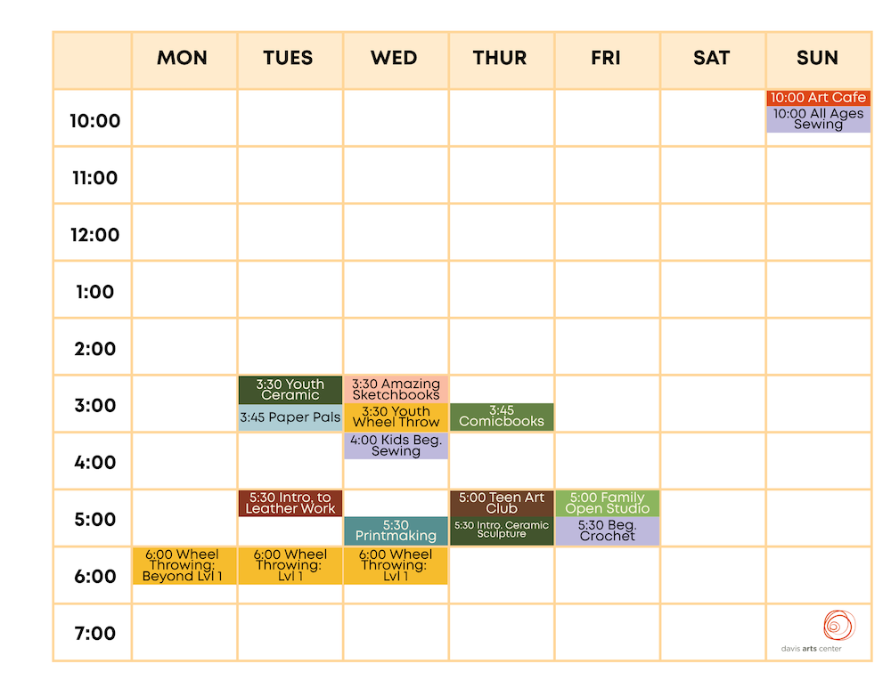 Website Class Calendar-Fall 2026 Session 1 & 2